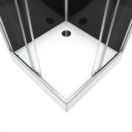 AURLANE - Cabine de douche carrée 195x80x80 - Porte coulissante en verre trempé 5mm + receveur blanc SQUARY BLACK 2 80 - vignette