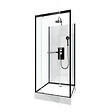AURLANE - Cabine de douche carrée 80x80x230cm - extra blanc et profilé noir mat - LUNAR SQUARE 80 - vignette