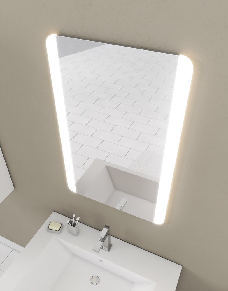 AURLANE - Miroir salle de bain LED auto-éclairant BORDER LINES 70x45 - large
