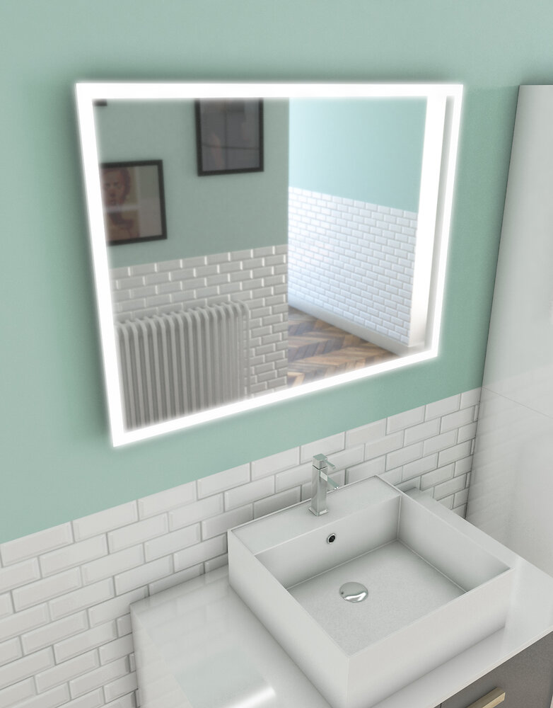 AURLANE - Miroir salle de bain LED auto-éclairant FRAME 60x80cm - large