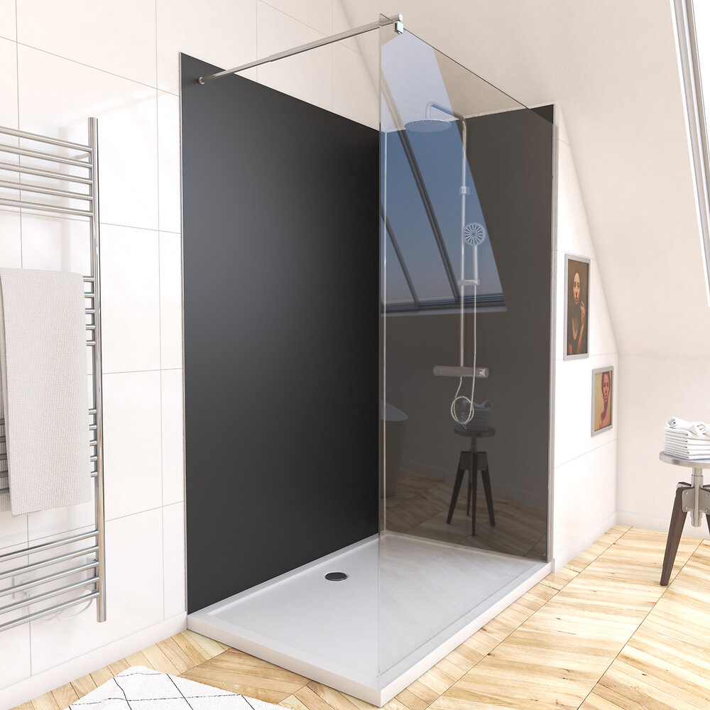 AURLANE - PACK PANNEAUX MURAUX NOIR en aluminium avec profile d'angle et finition ANODISE BRILLANT- 90 x 120cm - large