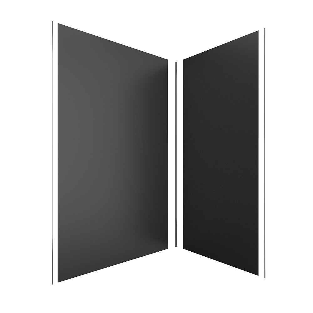 AURLANE - PACK PANNEAUX MURAUX NOIR en aluminium avec profile d'angle et finition ANODISE BRILLANT- 90 x 120cm - large