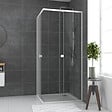 AURLANE - Paroi porte de douche carrée blanc extensible 77 à 90cm de largeur - verre transparent - WHITY - vignette