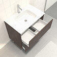 AURLANE - Pack Meuble de salle de bain 80x50 cm Graphite + vasque verre blanc + miroir LED 70x90 - vignette