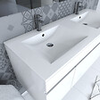 AURLANE - Ensemble Meuble de salle de bain blanc 120cm suspendu a portes + vasque ceramique blanche + miroir - vignette