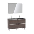 AURLANE - Pack meuble de salle de bain 130x50 cm finition Graphite + vasque Noir + Miroir LED 120x80 - vignette