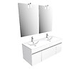 AURLANE - Ensemble Meuble de salle de bain blanc 120cm suspendu a portes + vasque ceramique blanche + miroir - vignette