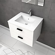AURLANE - Meuble salle de bain 60 cm monte suspendu blanc - avec tiroirs + vasque + miroir - vignette