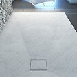 AURLANE - Receveur à poser en matériaux composite SMC - Finition ardoise blanc mat - 80x120 cm - vignette