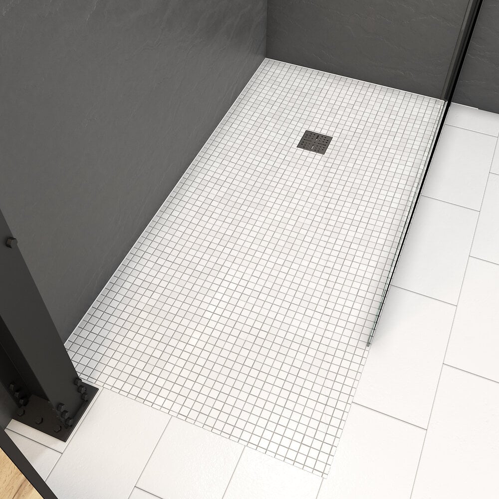 AURLANE - Bac receveur de douche a carreler 160x90 cm recoupable sur mesure pour douche a l'italienne - large