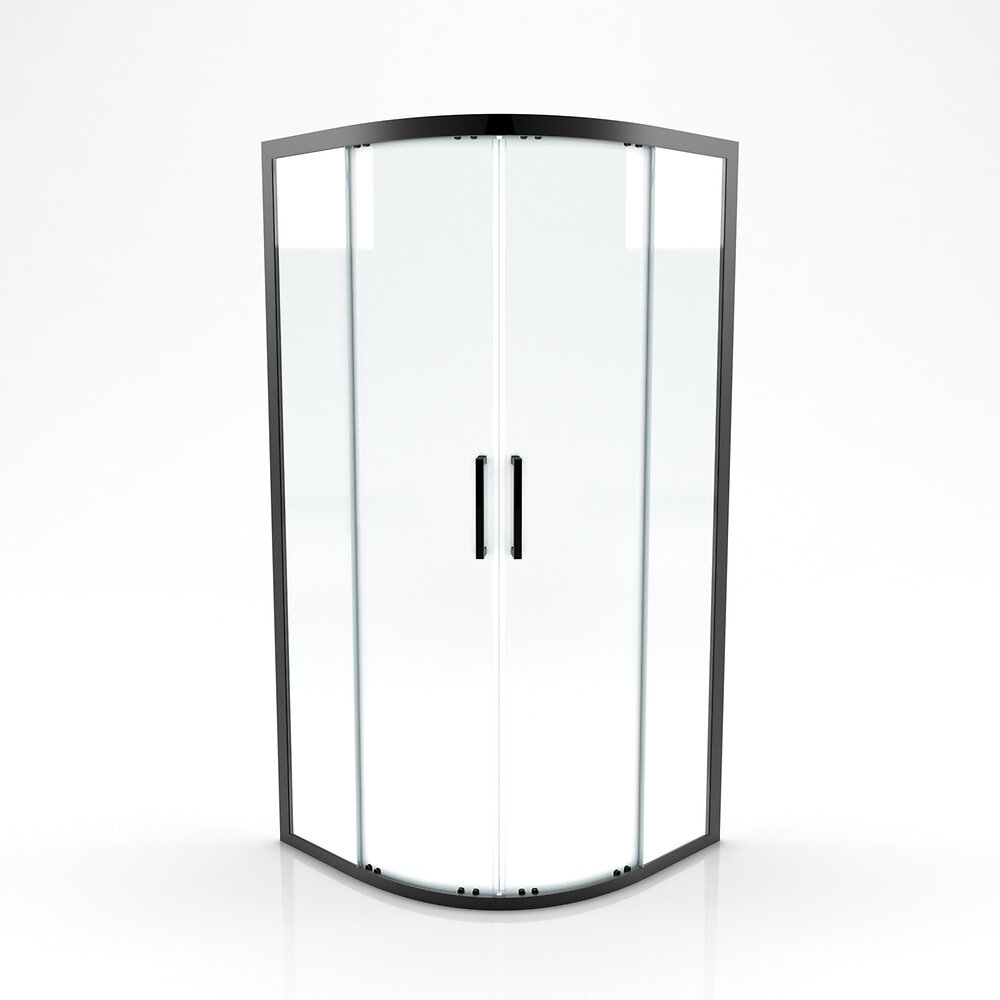 AURLANE - Paroi porte de douche quart de cercle 90- 90x90x200cm - PROFILE NOIR MAT - verre transparent 6mm - large
