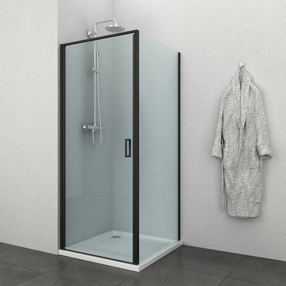 ALLIBERT - Porte de douche pivotante LOFT-GAME - verre 8 mm - fermeture magnétique - noir - 87-89 x 200 cm - large
