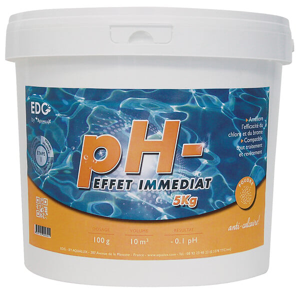 pH moins - Poudre - Seau de 5kg - Edg By Aqualux