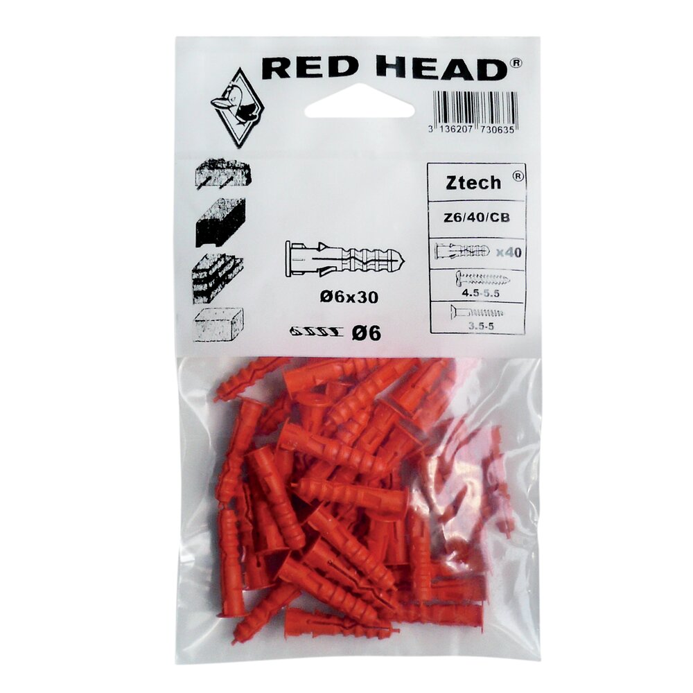 RED HEAD - Sachet de 40 Ztech 6x30mm - large