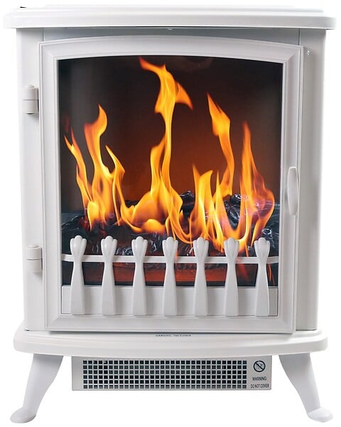 HOMCOM Cheminée électrique radiateur imitation flamme avec luminosité et  réglable 900 W / 1800 W porte métal verre trempé noir