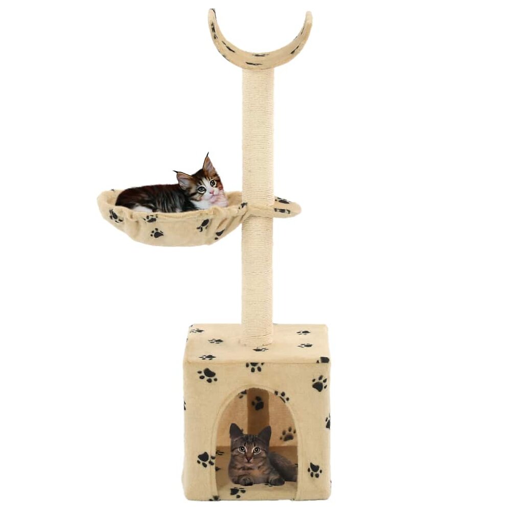 VIDAXL - Arbre à chat et griffoirs en sisal 105 cm Beige Motif de pattes - Accessoires pour chats - Meubles pour chats - Beige - Beige - large