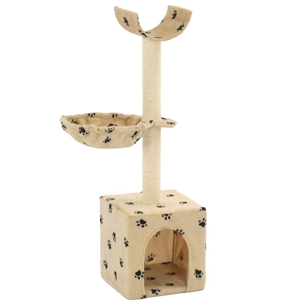 VIDAXL - Arbre à chat et griffoirs en sisal 105 cm Beige Motif de pattes - Accessoires pour chats - Meubles pour chats - Beige - Beige - large