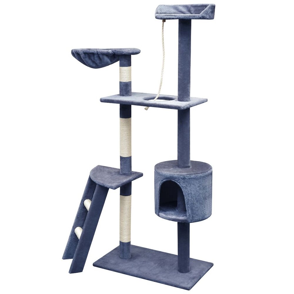 Arbre A Chat Avec Griffoirs En Sisal 150 Cm Bleu Fonce Bleu Bricomarche