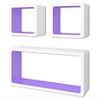 VIDAXL - 3 Etagères cubes murales et en MDF Blanc-Violet pour DVD/Livres - Blanc - vignette