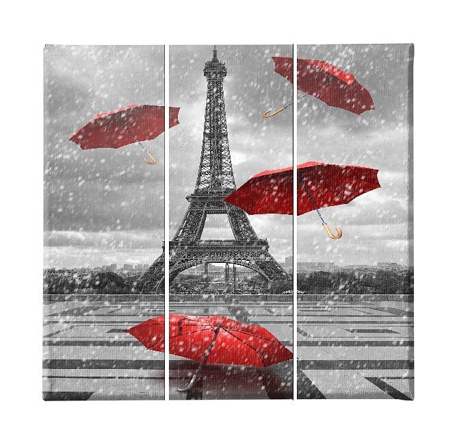 HOMEMANIA - Tableau Eiffel Tours - 3 Pièces - Villes Et Paysages - Par Salon, Chambre - Multicouleur En Polyester, Bois, 69 X 3 X 50 Cm, - large