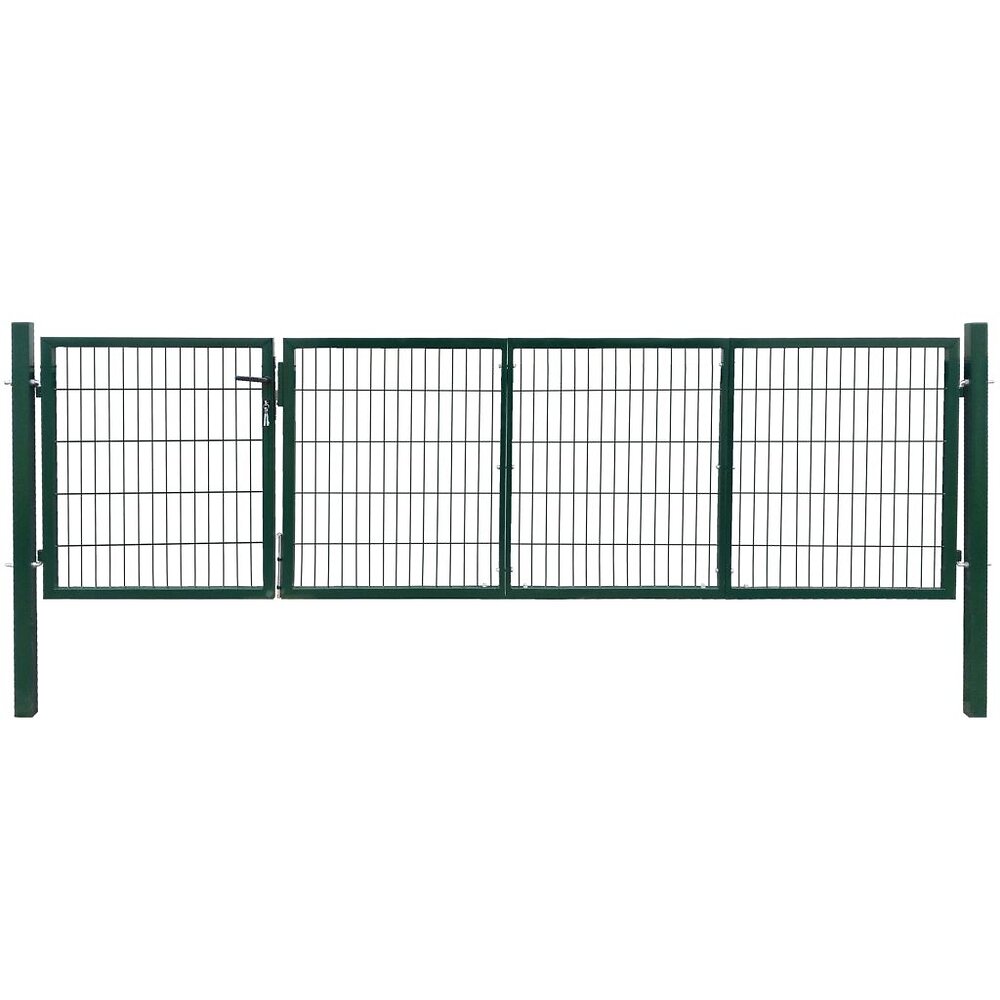 VIDAXL - Portail de clôture de jardin avec poteaux 350x100 cm Acier Vert - Vert - large