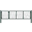 VIDAXL - Portail de clôture de jardin avec poteaux 350x100 cm Acier Vert - Vert - vignette