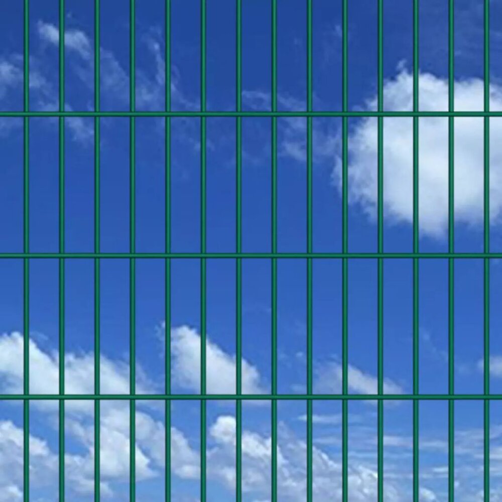 VIDAXL - Panneaux et poteaux de clôture 2D pour jardin 2008x2230 mm 4 m - Vert - large