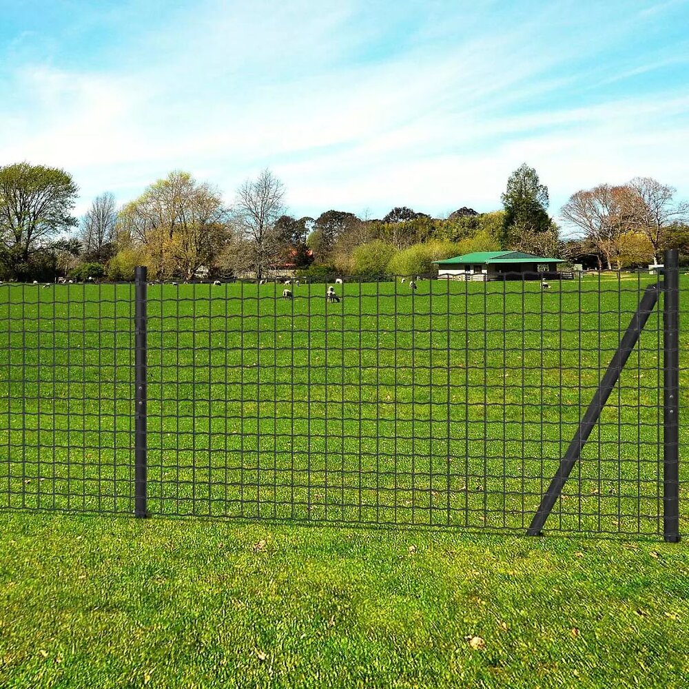 VIDAXL - Jeu de clôture Euro avec piquets de sol 25 x 0,8 m Acier Gris - 142492 - Gris - large