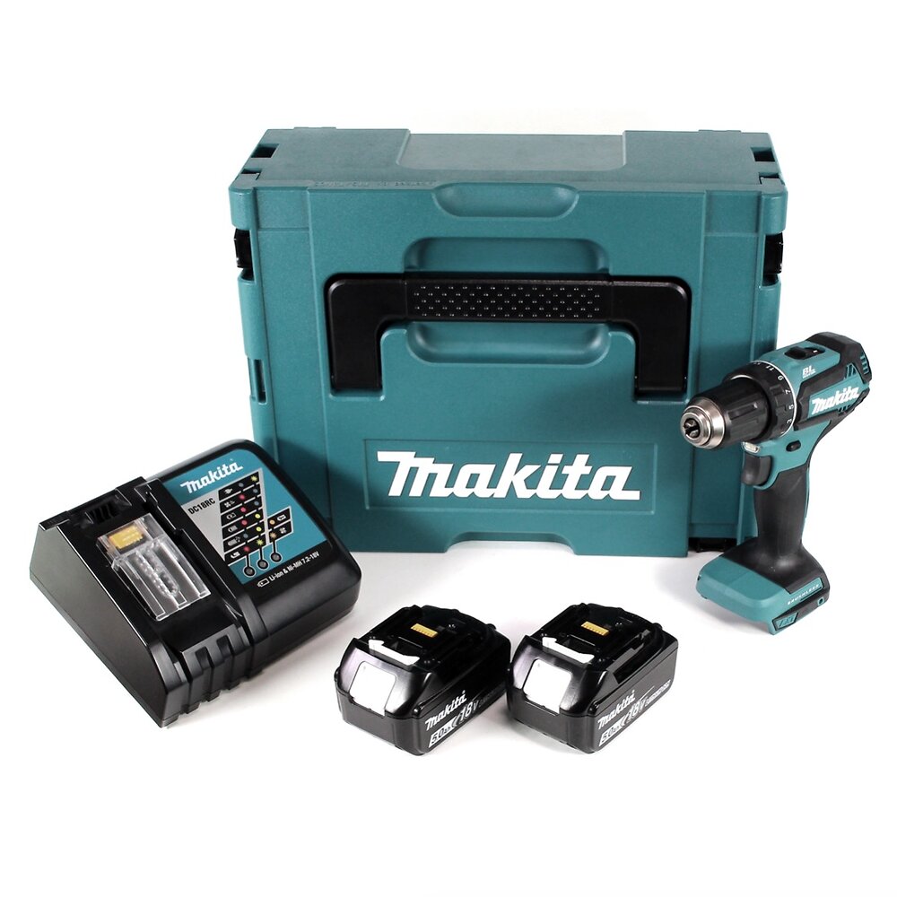 MAKITA - Makita Ddf 485 Rtj 18 V Li-ion Perceuse Visseuse Sans Fil Brushless 13 Mm + Coffret Makpac + 2 X Batteries 5,0 Ah + Chargeur - large