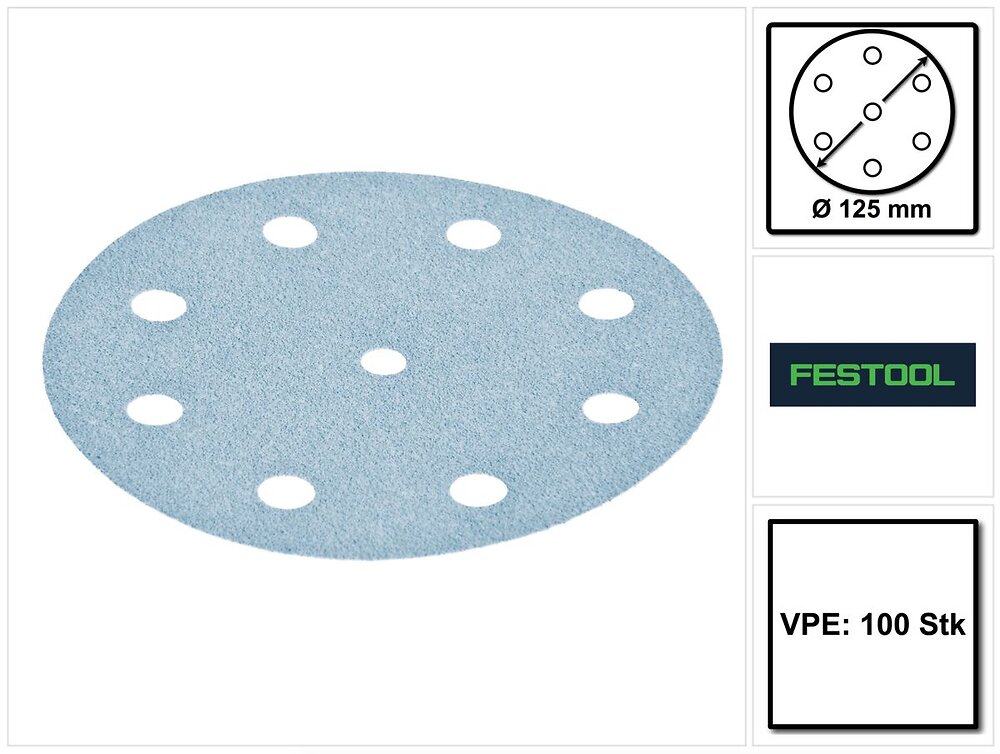 FESTOOL - Festool Stf D125/8 P240 Gr/100 Disque Abrasifs ( 497173 ) Pour Meuleuse Excentrique 125 Mm - large