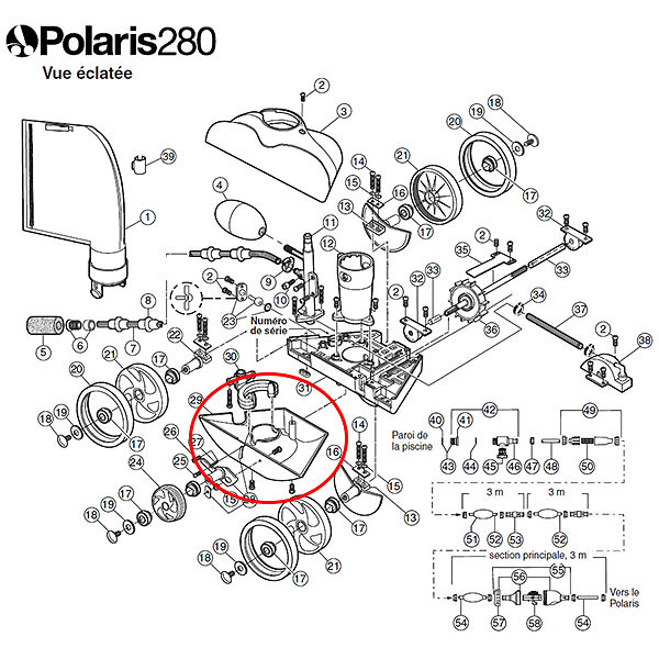 POLARIS - fond blanc avec bague de serrage de rechange pour polaris 280 - k10 - large