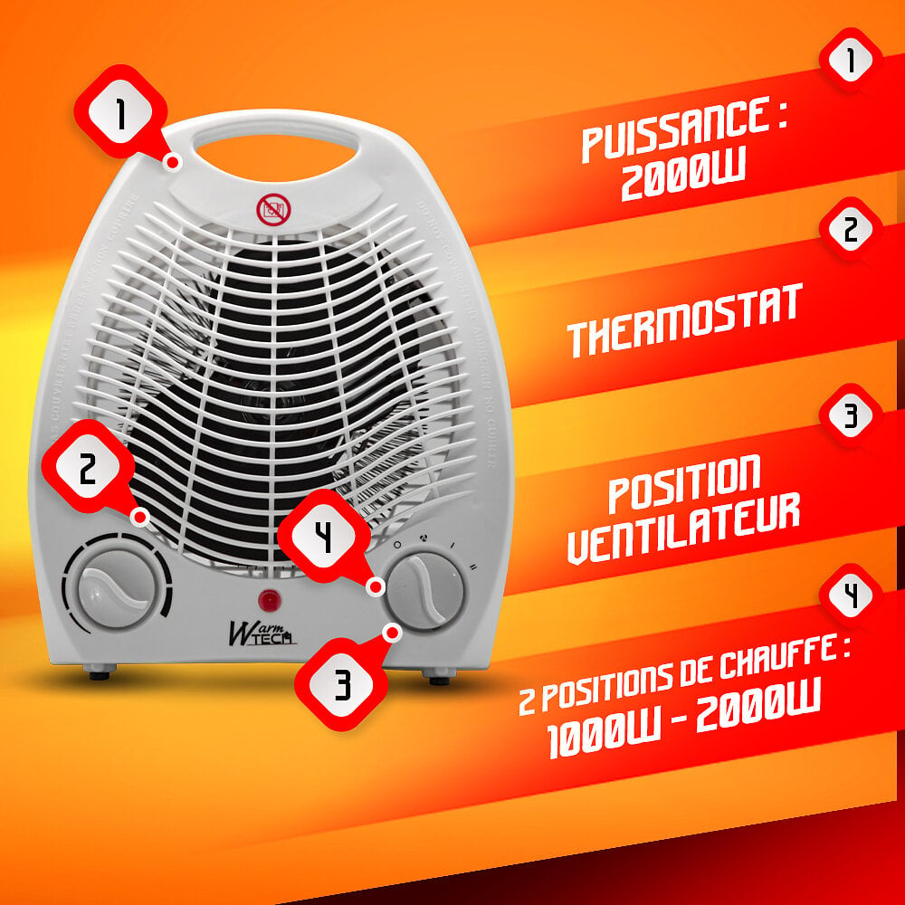 Radiateur soufflant classique DELONGHI - 2400W - Thermostat de sécuri