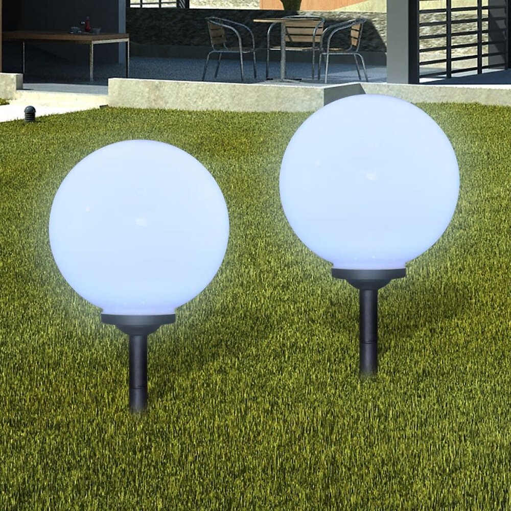 VIDAXL - Boule solaire extérieure 30cm 2 pièces - Blanc - large