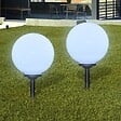 VIDAXL - Boule solaire extérieure 30cm 2 pièces - Blanc - vignette