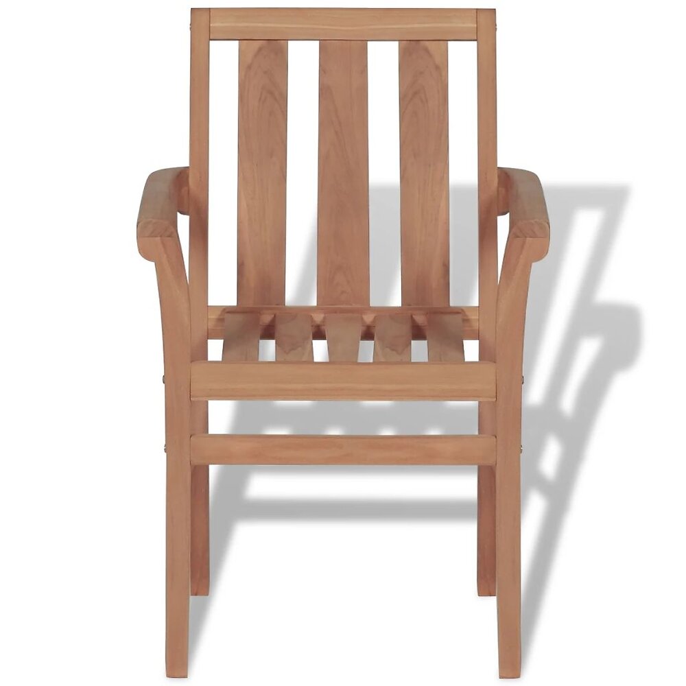 VIDAXL - Chaise empilable d'extérieur 2 pièces Teck massif - Brun - large