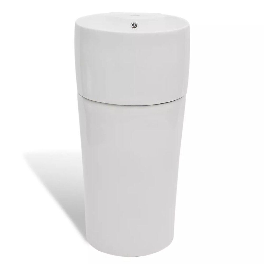 VIDAXL - Vasque à trou de trop-plein/robinet céramique Blanc pour salle de bain - Blanc - large