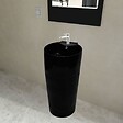 VIDAXL - Vasque à trou de trop-plein/robinet céramique Noir pour salle de bain - 141943 - Noir - vignette