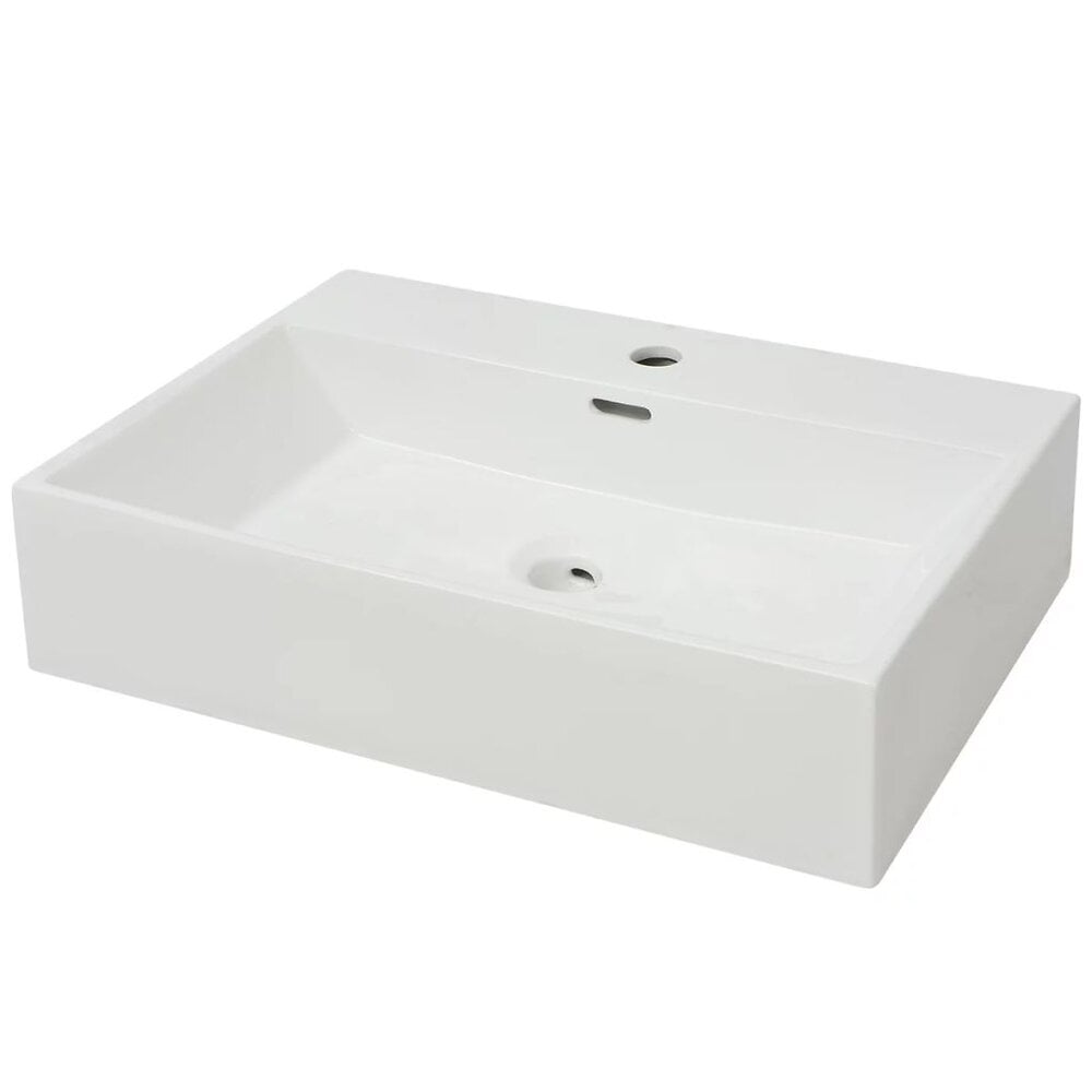 VIDAXL - Vasque avec trou de robinet en céramique Blanc 60,5x42,5x14,5cm - Blanc - large