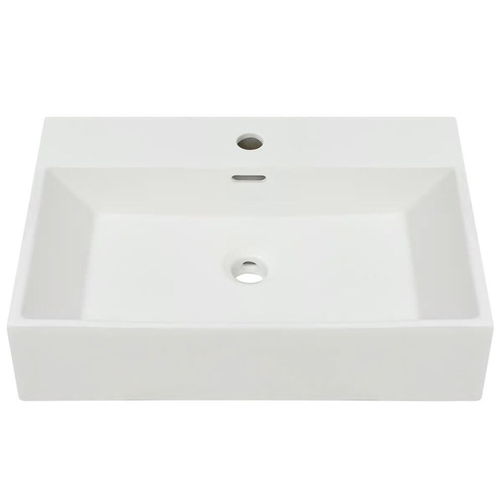 VIDAXL - Vasque avec trou de robinet en céramique Blanc 60,5x42,5x14,5cm - Blanc - large