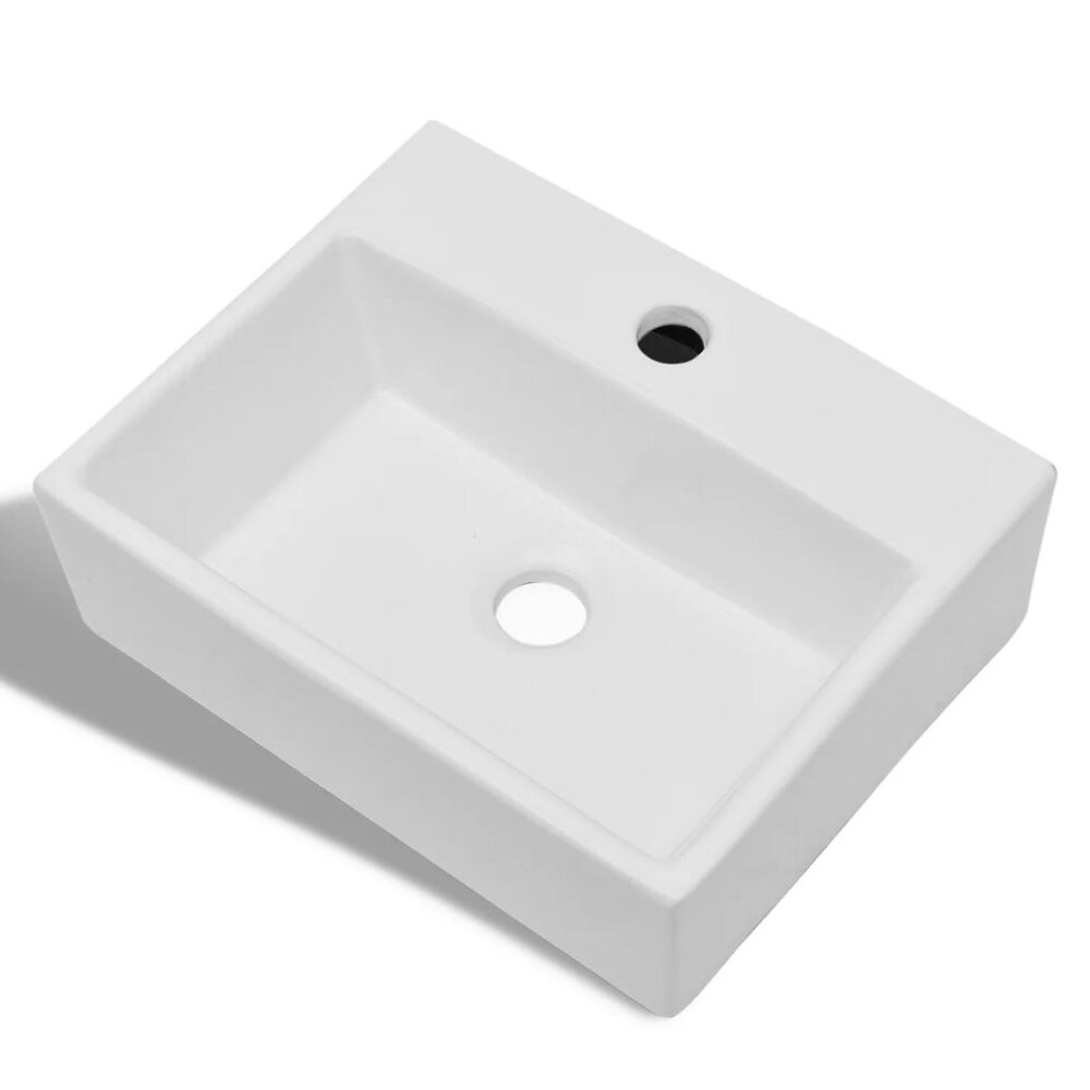 VIDAXL - Lavabo carré à trou pour robinet Céramique Blanc - Blanc - large