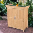 OUTSUNNY - Armoire de jardin sur pied double porte étagère et toit bitumé relevable dim. 74L x 43l x 88H cm bois sapin - vignette