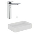 IDEAL STANDARD - Idéal Pack Vasque à poser rectangulaire Conca 60 cm blanche + Mitigeur lavabo réhaussé Conca couleur, chrome - vignette