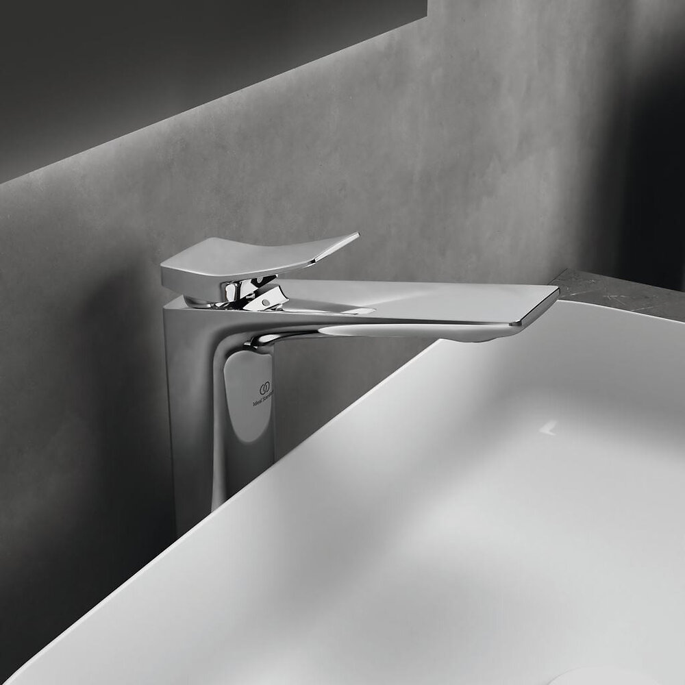 IDEAL STANDARD - Idéal Pack Vasque à poser rectangulaire Conca 60 cm blanche + Mitigeur lavabo réhaussé Conca couleur, chrome - large