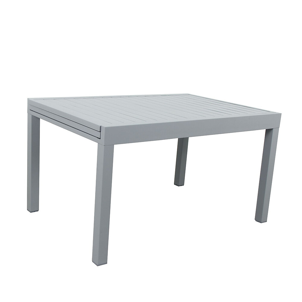AVRIL PARIS - Table de jardin extensible aluminium 135/270cm + 10 fauteuils empilables textilène gris - ANDRA - large