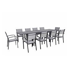 AVRIL PARIS Table de jardin extensible aluminium 270cm + 10 fauteuils emp ...