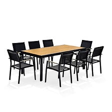 AVRIL PARIS Table de jardin extensible aluminium noir 200/300cm + 10 faut ...