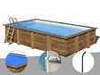 GRE - Kit piscine bois Gré Evora 6,20 x 4,20 x 1,33 m + Bâche à bulles + Alarme + Douche - vignette