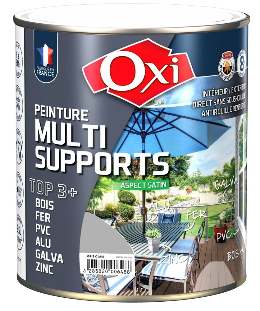 PEINTURE MULTI SUPPORTS - TOP 3+ GRIS CLAIR RAL 7035 2.5L | Bricomarché