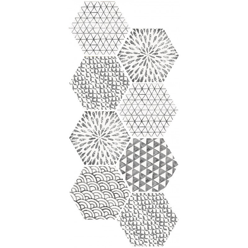 EIFFEL ART CONSTRUCTION - Minima8.6 Mix - 17x15 Cm - Carrelage Hexagonal À Motifs - large