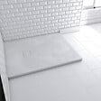 AURLANE - Receveur à poser en materiaux composite SMC - Finition ardoise blanc mat - 80x100 cm - ROCK 2 WHITE - vignette